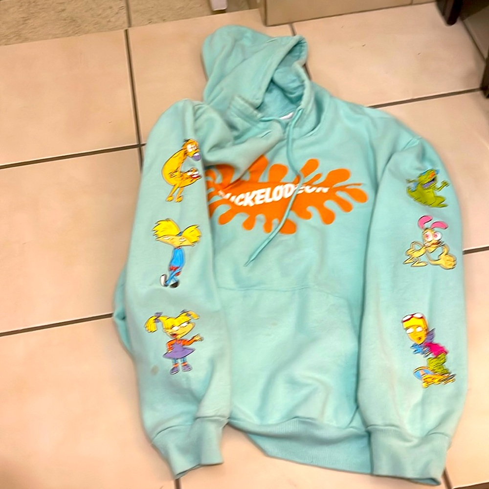 Nickelodeon turquoise sweatshirt almost new.